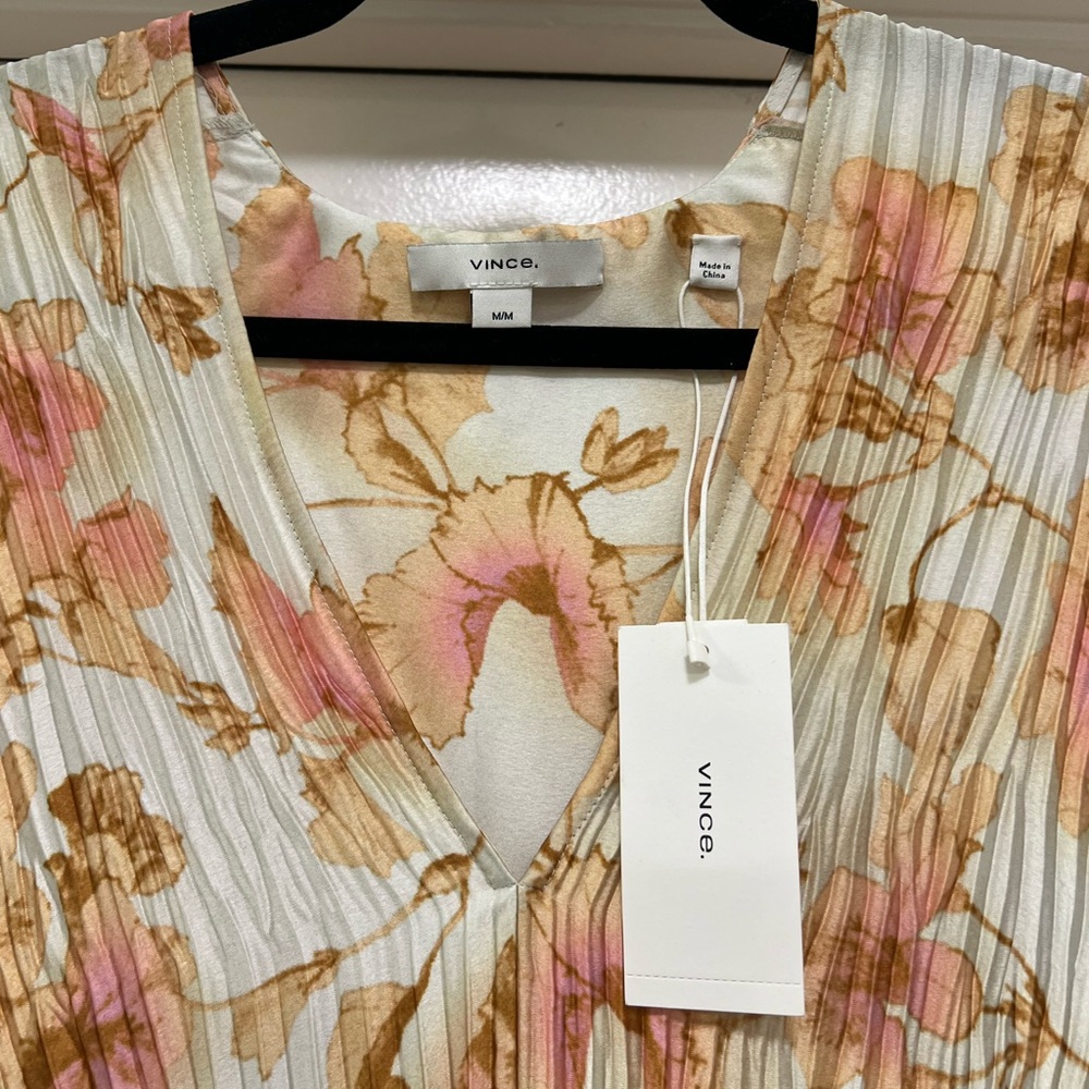 NWT Vince Floral Crushed Cap Sleeve Dress - Picture 8 of 11